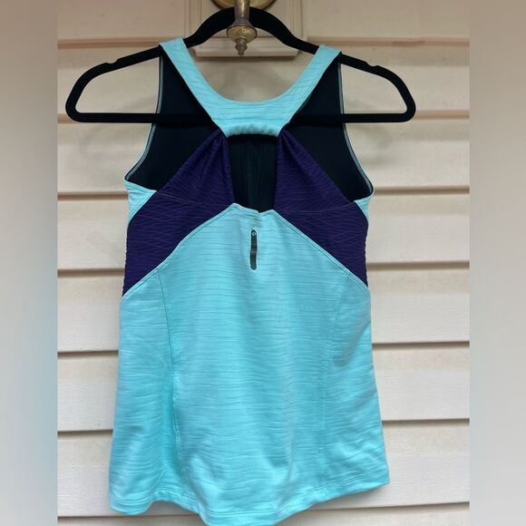 Pearl Izumi teal/purple workout top. Support built-in bra, meal side inserts, M - Picture 6 of 8